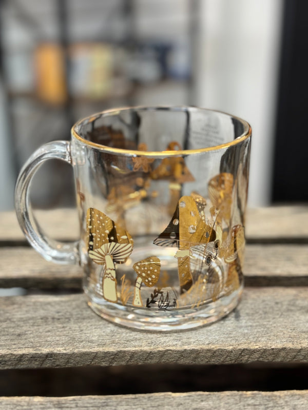 Gold Mushroom Glass Mug