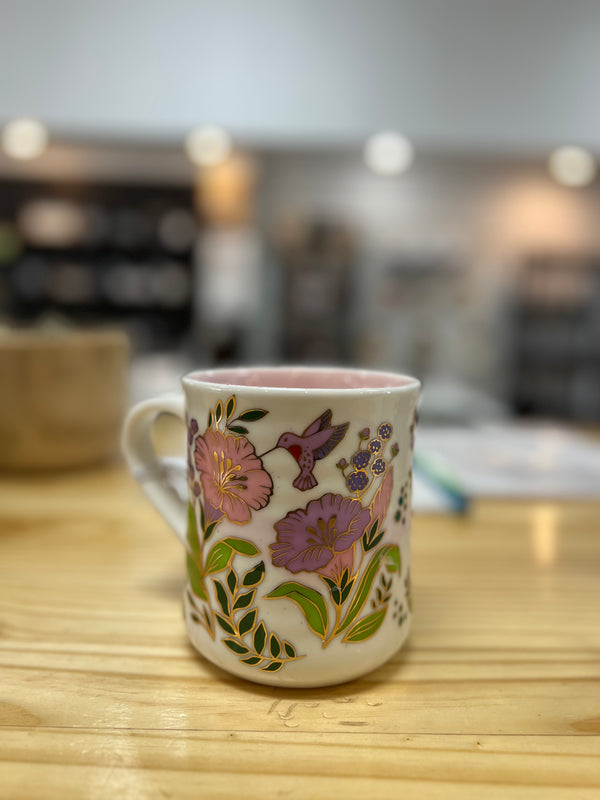 Pink Hummingbird Ceramic Mug